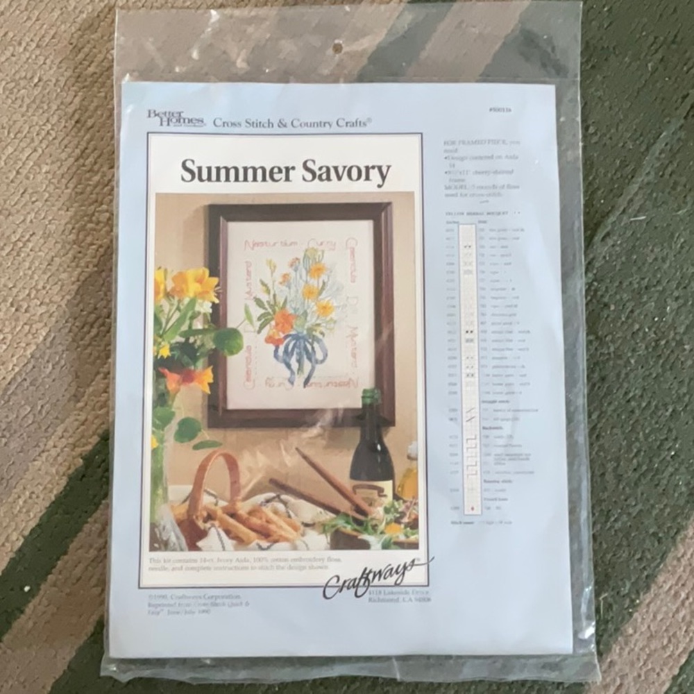 Better Homes Gardens Summer Savory Cross Stitch Kit New Kitchen Floral Vintage